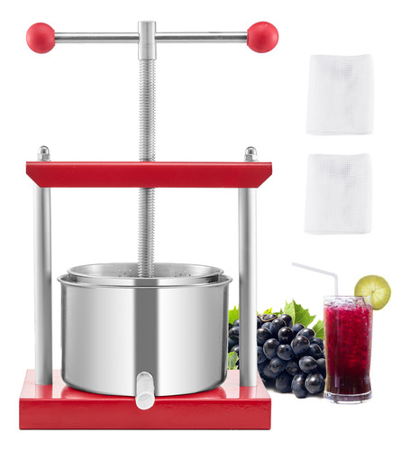 Vevor Prensa De Vino De Frutas 3 L 2 Barriles Inoxidable