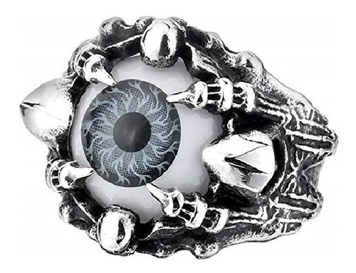 Anillo Ojo Dragón Rojo Cráneo Skull Acero Inoxidable Hombre