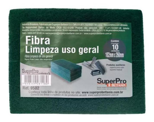 Esponja Fibra Limpeza Geral Bettanin 10x26cm R9502 Kit 10