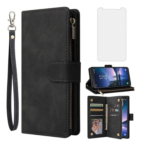 Compatible Con Galaxy S8 Active Wallet Case Y Protector De P