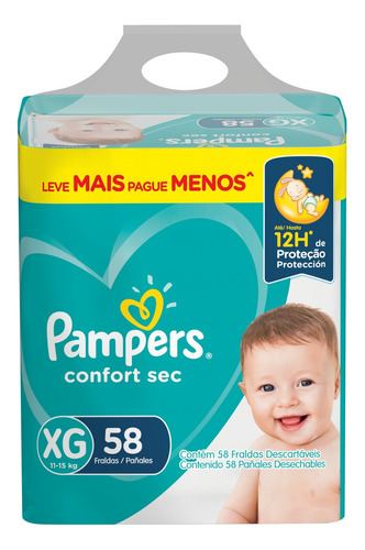 Fraldas Pampers Confort Sec XG