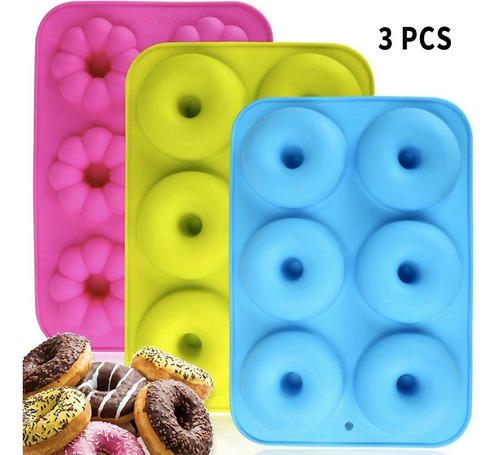 3 Molde Donas Silicon Horneadas Grandes Repostreria Redondos