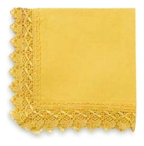 Guardanapo Avulso Quadrado 45x45 Com Renda Rafimex Cor Amarelo