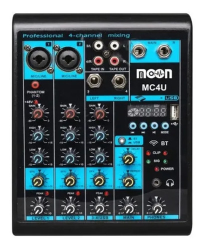 Consola Moon Mc4u 4ch Wireless Efectos Usb Bluetooth Mixer 