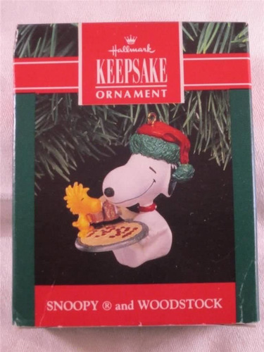 1991 Snoopy Y Woodstock Pizza Adorno Navideño