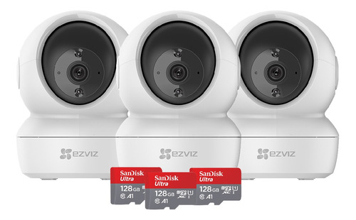 Kit X3 Cámara Seguridad Wifi Ezviz + 3 Memorias Sd 128gb