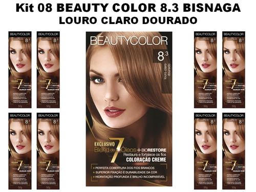 Beauty Color 8.3 Coloração Louro Claro Dourado + Kit