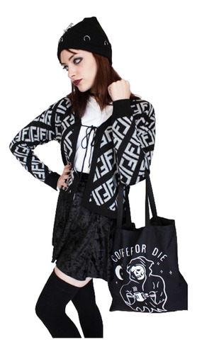 Cardigan De Lana Estampada Black Moon