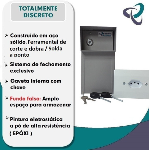 Imagem 2 de 9 de Cofre Tomada Embutir Com Gaveta Interna E Fundo Falso