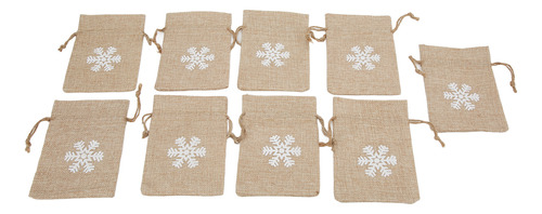 Bolsa De Regalo De Lino De 9 Piezas Con Estampado Retro De C
