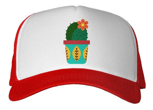 Gorra Cactus Dibujo Planta Con Una Flor