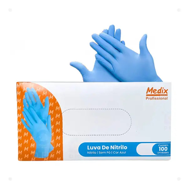 Luvas descartáveis antiderrapantes Medix Luva Nitrilica S/Pó cor azul tamanho P de nitrila x 100 unidades