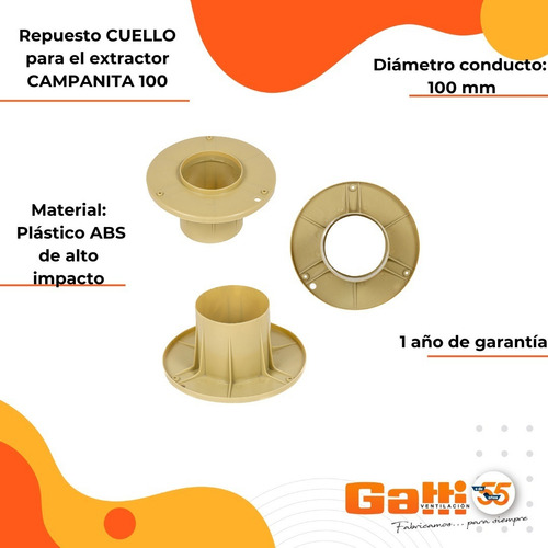Imagen 4 de 7 de Repuesto Aro Soporte Extractor Campanita 100 Gatti Ventilacion