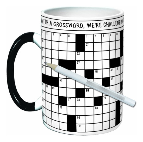 Taza Diseño Crucigrama Color Blanco