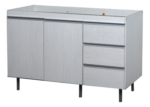 Bajo Mesada 1.20mt Mueble Cocina Aluminio Premium 3 Cajones