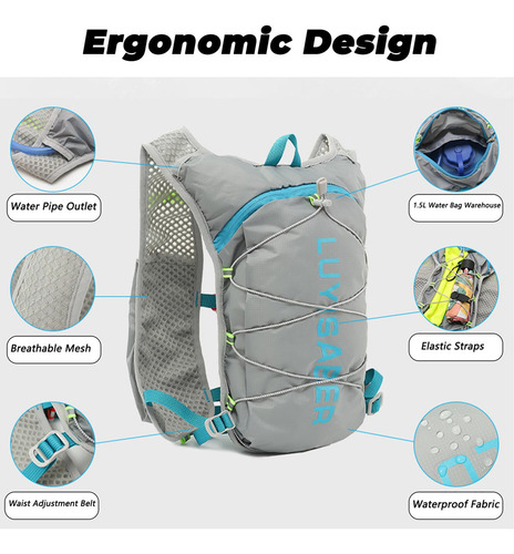 Mochila Hydion Vest Para Correr, Hacer Senderismo O Andar En