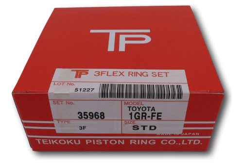 Anillos Std 010 020 030 040 Toyota 1gr 4.0 Fortuner Kavak Fj