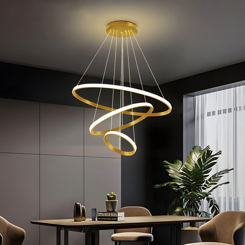 Lámpara De Techo Led Colgante Iluminación Regulable 3000k-6500k, Para Sala De Estar Cocina Comedor, Altura Ajustable De 1-90 cm