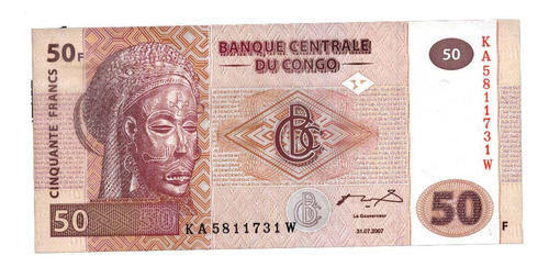 Billete Del Congo 50 Francos 