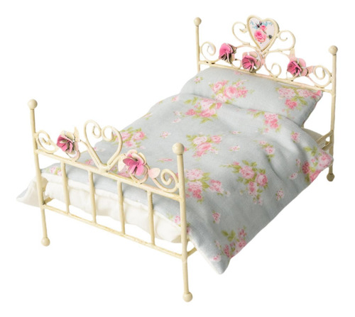 1: 12 Cama Europea En Miniatura, Mini Ropa De Cama Floral