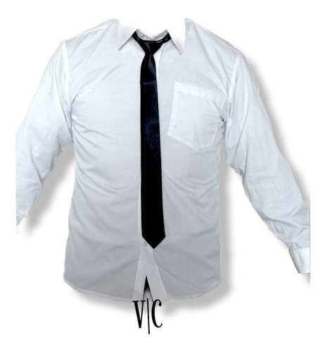 Camisa Colegial Cuello Corbata Blanca  Manga Larga