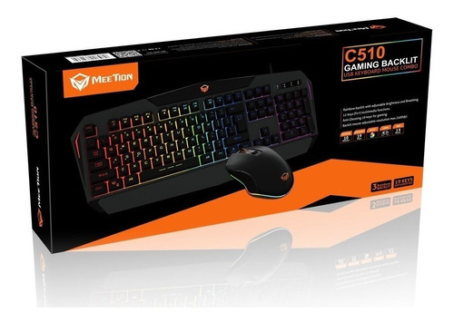 Combo Teclado Mouse Gamer Meetion Mt-c510 Luces Rgb Pc Ps4