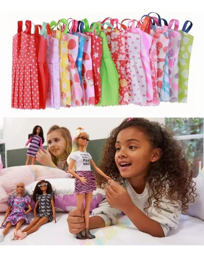 32 Piezas De Accesorios Para Muñecas, Ropa De Barbie, 10x Vestidos Lindos Mezclados, 10x Zapatos, 4x Gafas, 6x Collares, 2x Varitas
