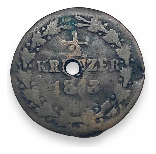 Moneda Antigua De Ciudad De Nassau Alemania 1/4 Kreuzer 1813 (Usado)