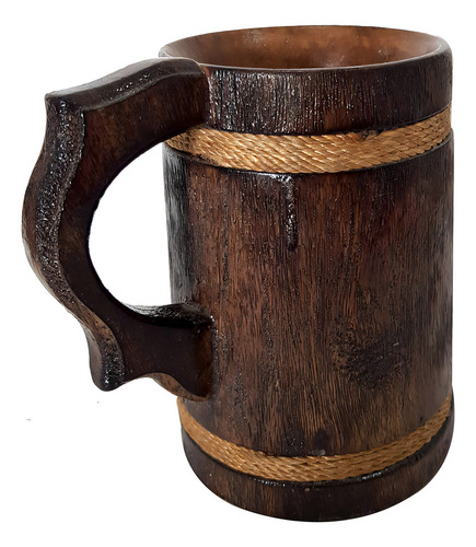Taza De Cerveza De Madera Rústica Hecha A Mano 270 Ml