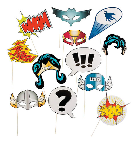 Super Hero Stick Costume Props (1 Dozen) Photobooth Sup...