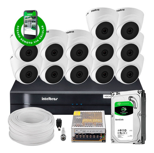Kit 12 Câmeras Vhd 1010d Dvr Mhdx 1216 1tb Seagate