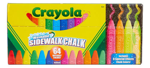 Paquete De 64 Tizas Crayola Acera Brillante Lavables