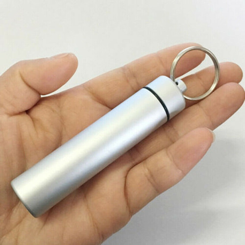 Imagen 9 de 9 de Llavero Pastillero Compactos Aluminio Hermetico Impermeable