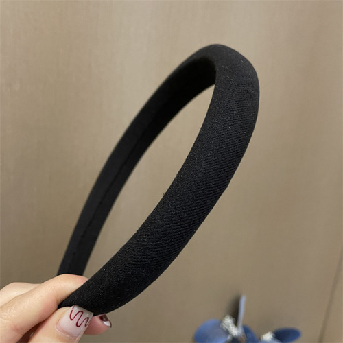 Elegante Diadema Negra Perlada De Punto Francés Para Mujer