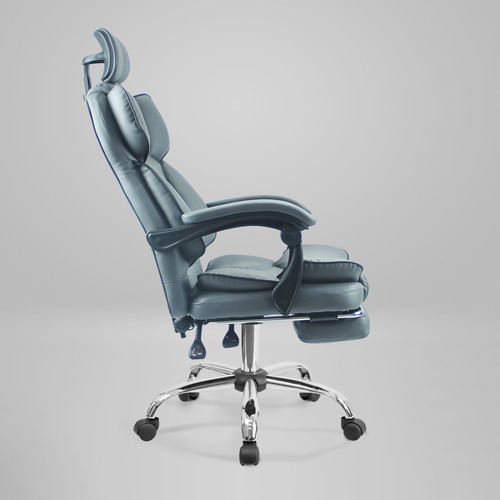 Silla Gamer Con Apoya Pies Respaldo Apoya Cabeza C113 Color Gris Material del tapizado Cuero sintético