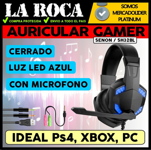 Auricular Gamer Led Microfono Ideal Gaming Pc Ps4 Xbox