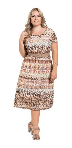 Vestido Plus Size Midi Moda Evangélica Florido Madrinha