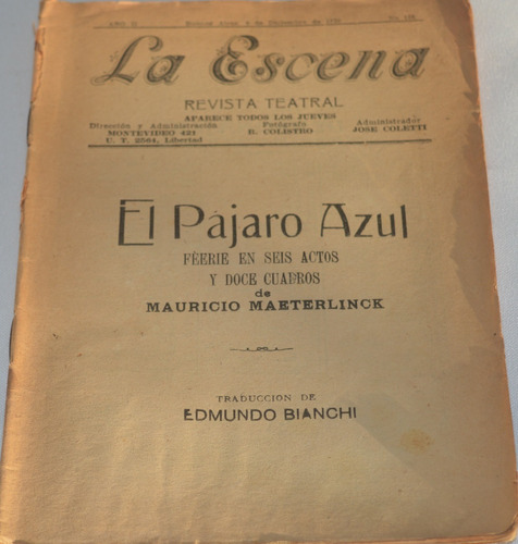 El Pájaro Azul Mauricio Maeterlinck La Escena 1920 G35