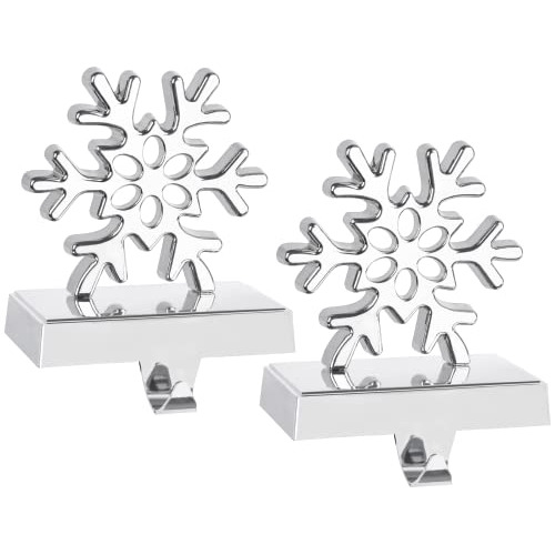2 Pack 3d Snowflake Christmas Stocking Holders Silver M...