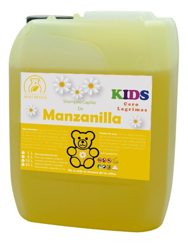  Shampoo Capilar De Manzanilla Libre Lagrimas Kids 20 Litros