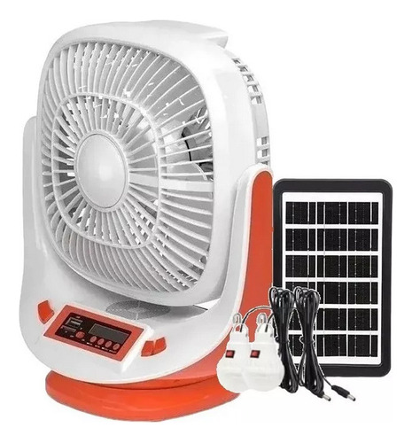 Ventilador De Mesa Recargable Con Panel Solar Luz Y Radio