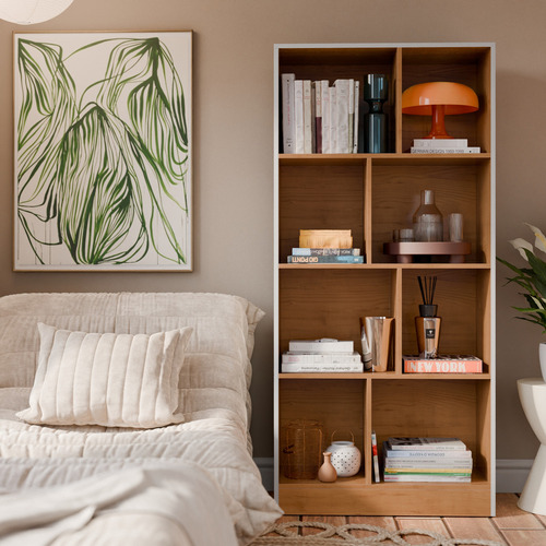 Estante Para Livros Rios Com 8 Prateleiras E Divisórias Cor Branco Nature