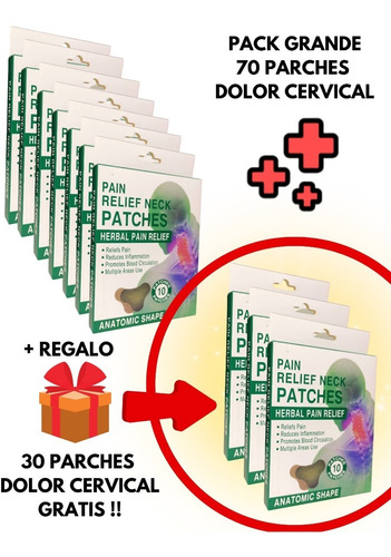 Parches Para Dolor Cervical Vértebra Cuello 100 Parches Pack