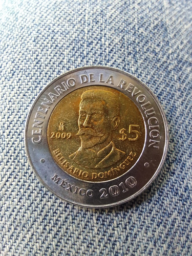 Cinco Pesos Belizario Domínguez Año 2009,brillo Original.