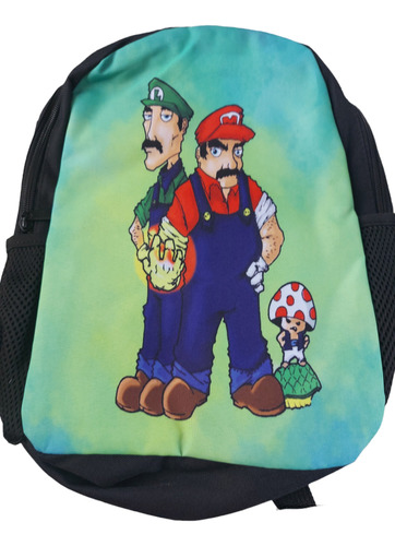 Mochila Infantil Escolar En Lona Luigi Y Super Mario 