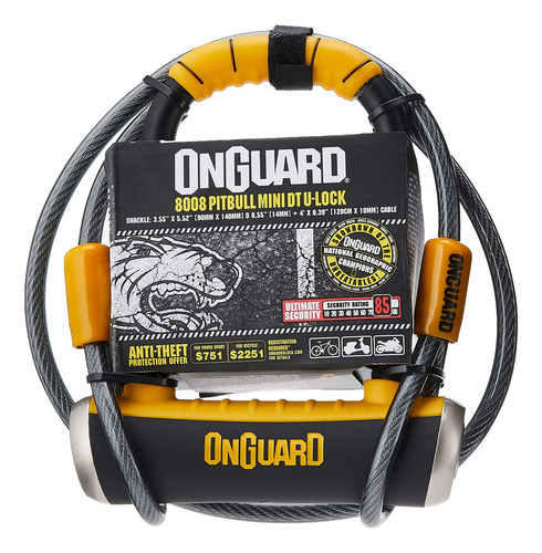 Onguard Pitbull Mini Dt 8008 D Lock Bike Combinación Negro, 3.55 X 5.52 Pulgadas, Blanco