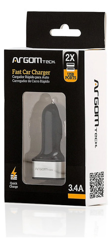 Cargador De Carro Argom Tech Fast Car Charger 0112bk.