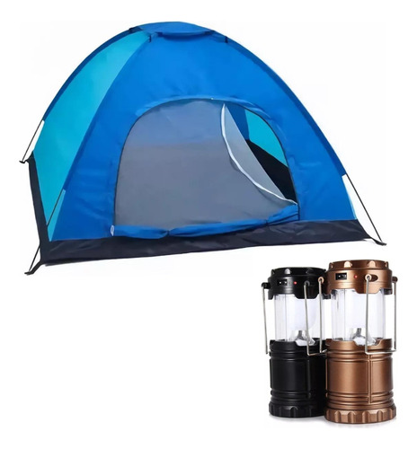 Carpa Camping Iglu Para 3 A 4 Personas + Foco Solar Luz Led