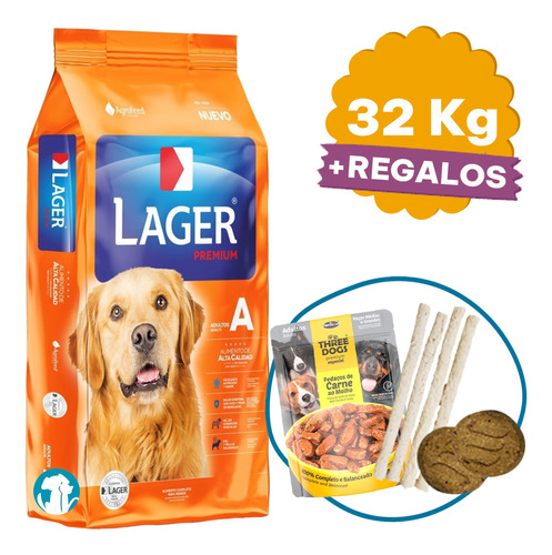 Alimento Perro Adulto Lager Premium 32 Kg + Regalo + Envío