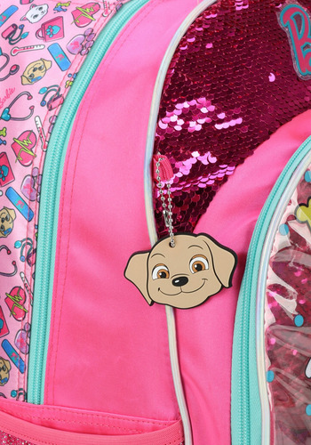 Mochila Rodas Barbie Fashion Lantejoula Pink Cor Rosa
